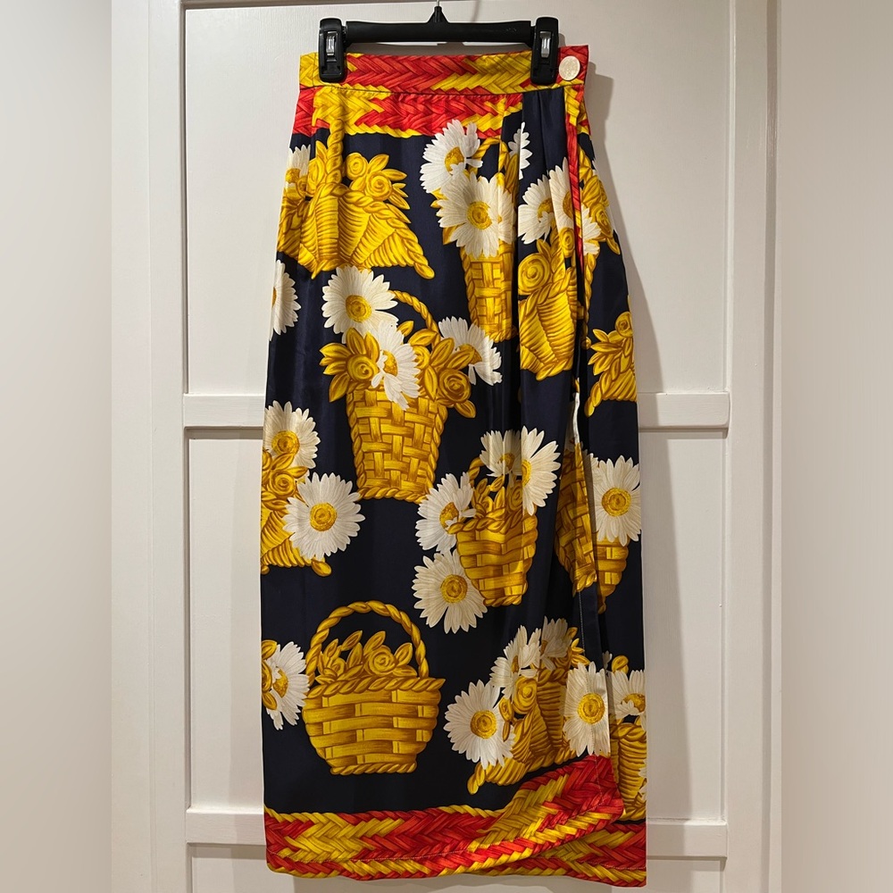 Nina Ricci Silk midi Pleated Handkerchief Skirt 38